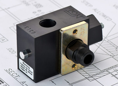 Picture of 3/8" NPTF Swivel-Mounted PO Check Valve w/ Flow Controls -  1/8" Outlet and manual relase