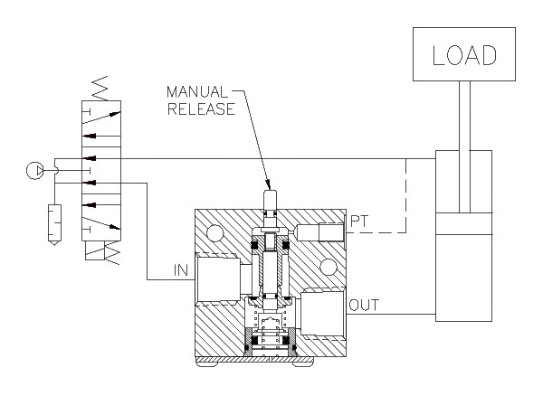 Product Schematic for 1/8" NPTF Adjustable P.O. Check Valve