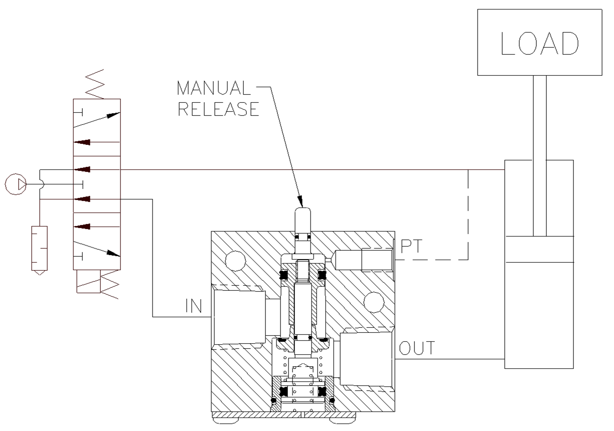 Product Schematic for 3/8" NPTF P.O. Check Valve