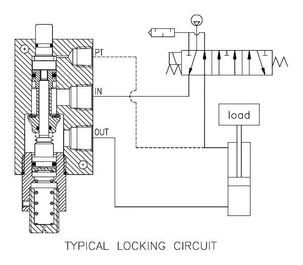 Product Schematic for 3/4" NPTF Adjustable P.O. Check Valve w/ High Temp Seals