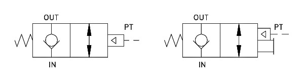 Product Figures for 3/4" NPTF P.O. Check Valve with Low Pilot Spring