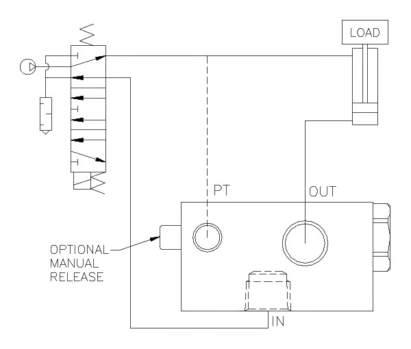 Product Schematic for 3/4" NPTF P.O. Check Valve with Low Pilot Spring