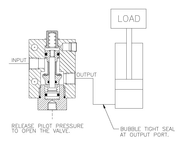 Product Schematic for 1/8" NPTF 2-way Normally Open Pilot-Operated Locking Valve