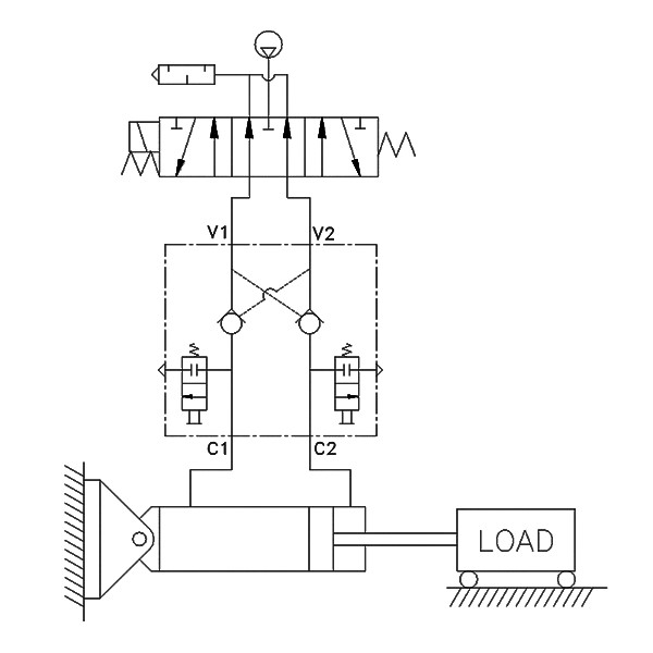 Product Schematic for 1/4" NPTF Dual Check Valve w/ High Temp Seals