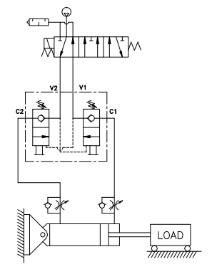 Product Schematic for 3/8" NPTF Dual Check Valve w/ Adjustable Spring Tension and Standard Button