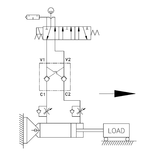 Product Schematic for 3/8 NPTF Dual Check w/ Flush Manual Release and Low Pilot Spring